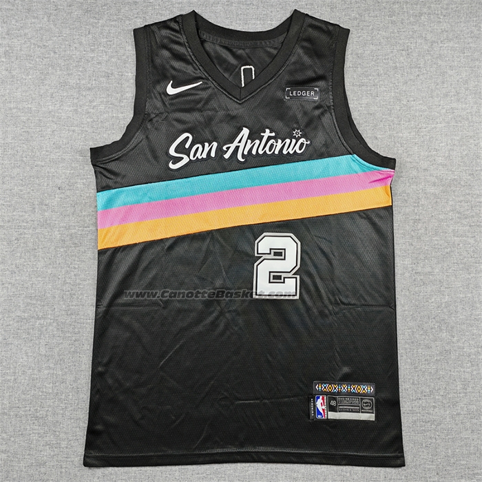 Maglia San Antonio Spurs Dylan Harper No 2 Citta 2025-26 Nero